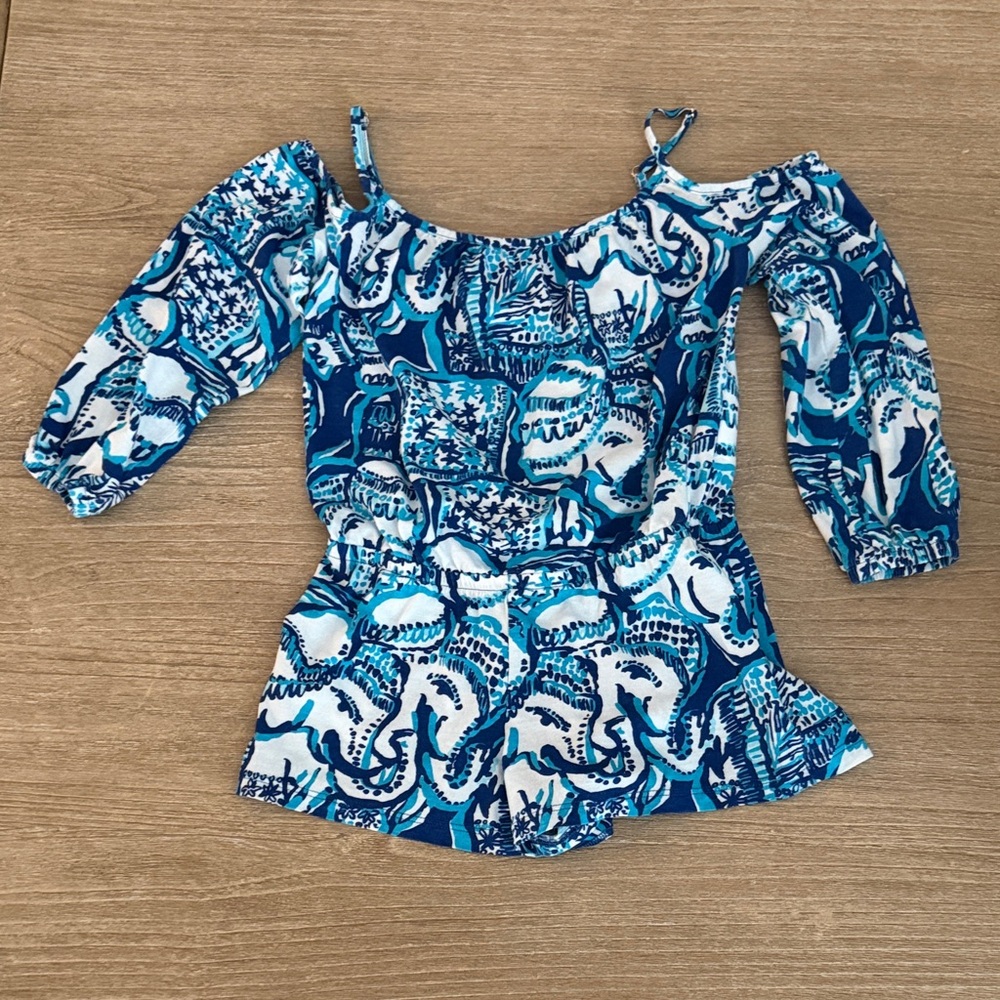 Lilly Pulitzer Blue and White Kids Romper
